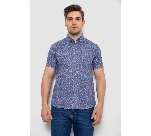 Рубашка мужская с принтом, цвет джинс, 214R806