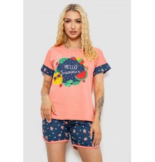 Піжама жіноча з принтом, колір персиковий, 243R3044-1