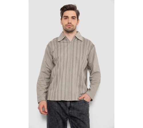 Кофта мужская на молнии в полоску, цвет оливковый, 238R123