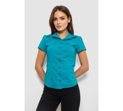 Сорочка жіноча однотонна, колір бірюзовий, 230R068-1