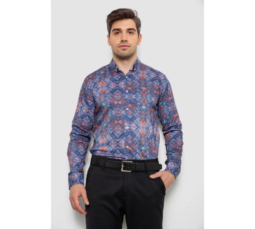 Рубашка мужская с принтом, цвет синий, 214R2684