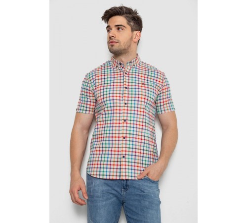 Рубашка мужская в клетку, цвет молочный, 214R842