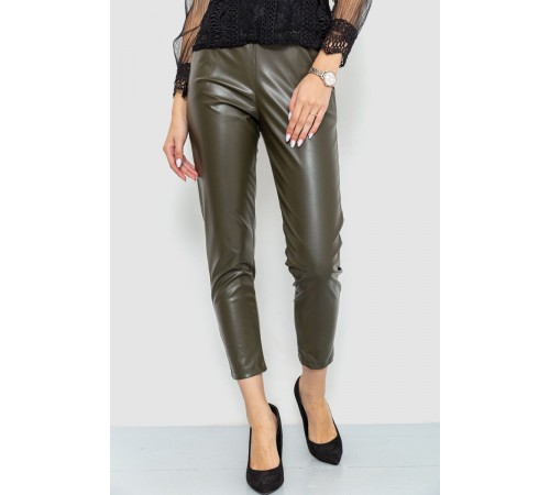 Лосини жіночі з екошкіри, колір хакі, 214R5032
