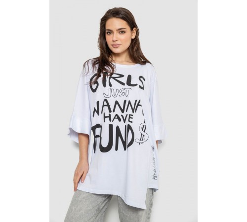 Футболка жіноча з принтом, колір білий, 244R4017