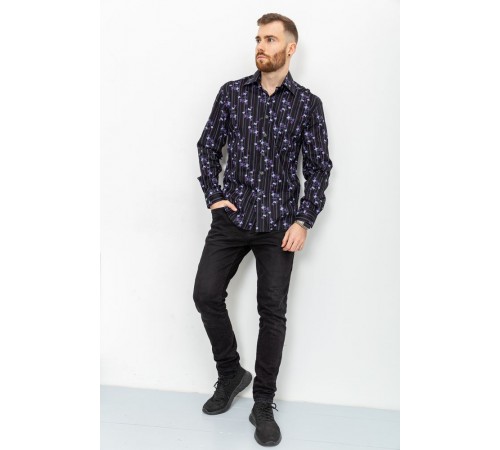 Рубашка мужская с принтом, цвет черный, 131R151017