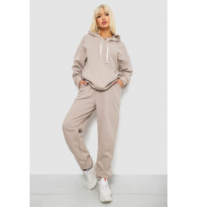 Спортивный костюм женский однотонный, цвет бежевый, 244R1070AG