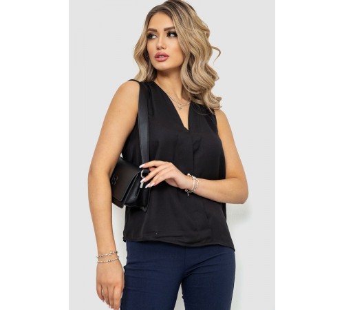 Блуза без рукавів шифон, колір чорний, 244R061