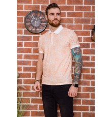 Мужское поло, в цветочный принт, персикового цвета, 194R2120