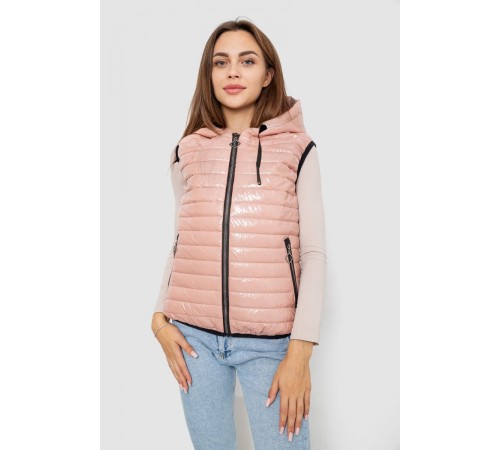 Жилетка жіноча дута, колір пудровий, 102R380