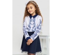 Блузка ошатна для дівчаток, колір синьо-білий, 172R026