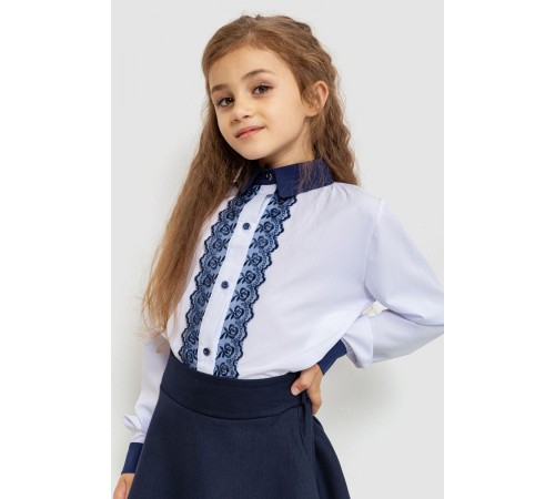 Блуза для девочек нарядная, цвет бело-синий, 172R201-1
