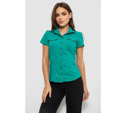Сорочка жіноча однотонна, колір зелений, 230R068-1