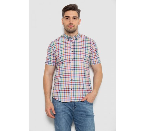 Рубашка мужская в клетку, цвет разноцвет , 214R842