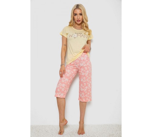 Піжама жіноча з принтом, колір жовтий, 243R7073