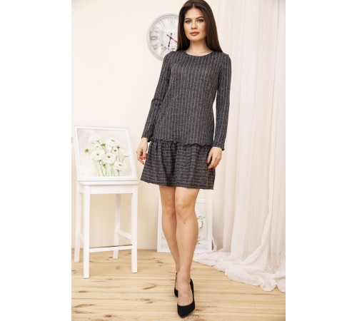 Міні-сукня сірого кольору, в смужку, 104R0012