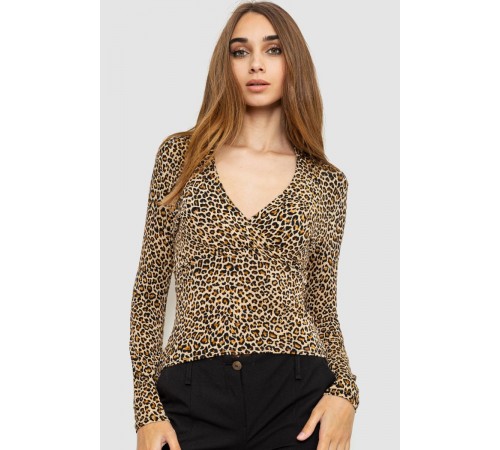 Блуза, колір бежево-коричневий, 186R235