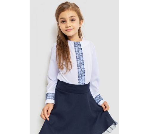Блуза для девочек нарядная, цвет бело-синий, 172R204-1