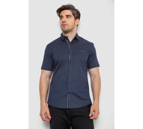Рубашка мужская с принтом, цвет темно-синий, 214R7128