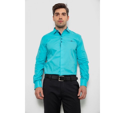 Рубашка мужская, цвет бирюзовый, 214R7158