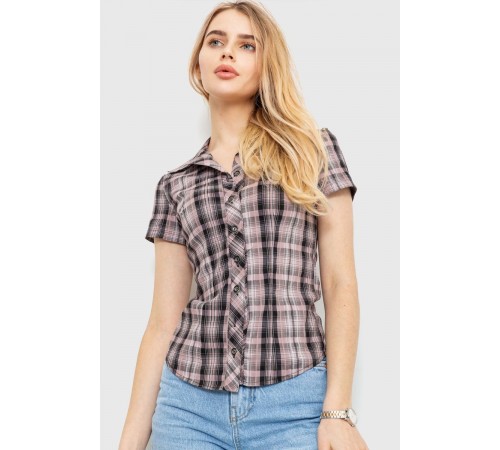 Сорочка жіноча в клітку повсякденна, колір темно-пудровий, 230R062