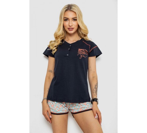 Піжама жіноча з принтом, колір синій, 243R0004-P10