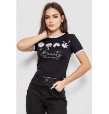 Футболка-топ жіноча з принтом, колір чорний, 244R604