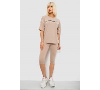 Костюм домашній жіночий з принтом, колір бежевий, 257R738