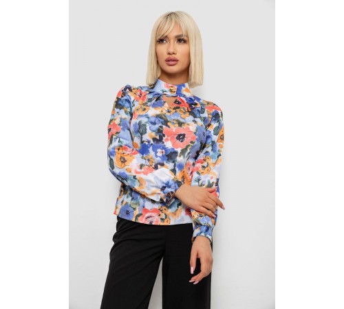 Блуза з квітковим принтом, колір блакитний, 230R226