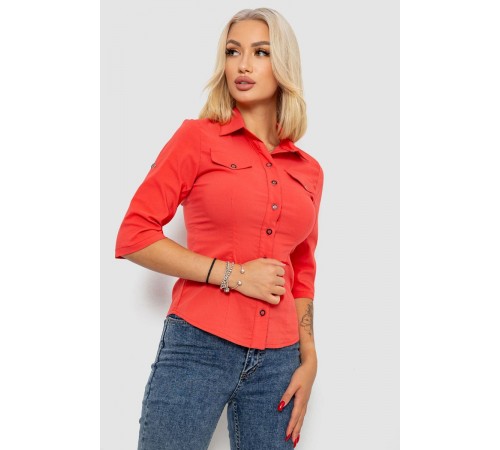 Сорочка жіноча однотонна, колір кораловий, 230R068-5