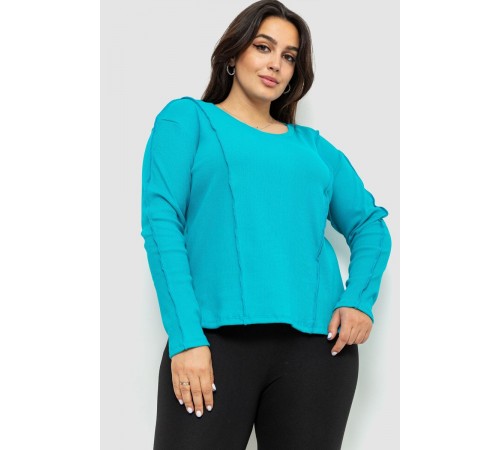 Жіночий лонгслів в рубчик, колір бірюзовий, 102R325-1