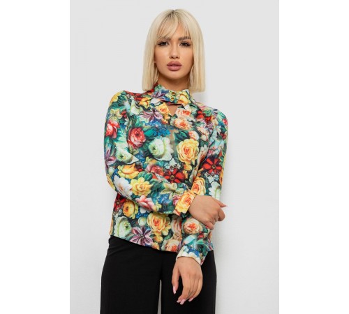 Блуза з квітковим принтом, колір зелений, 230R226