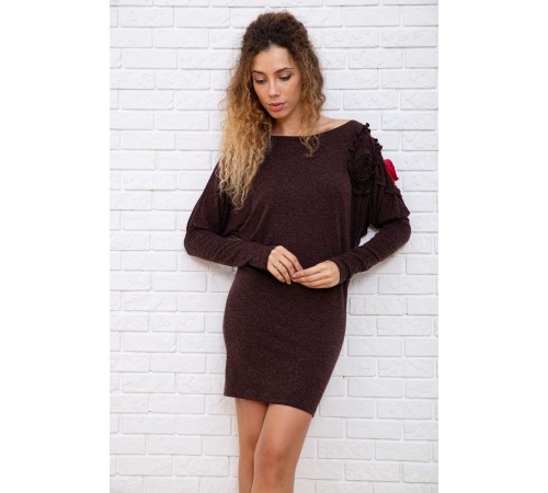Вовняна приталена сукня, коричневого кольору, 167R147-1