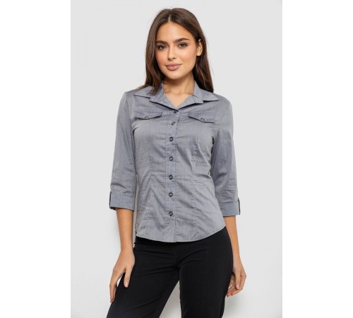 Рубашка женская однотонная, цвет серый, 230R068-6