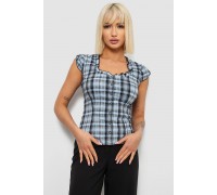 Блуза в клетку, цвет джинс, 230R2502
