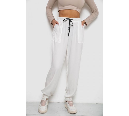 Штани жіночі катонові, колір білий, 244RLE-075