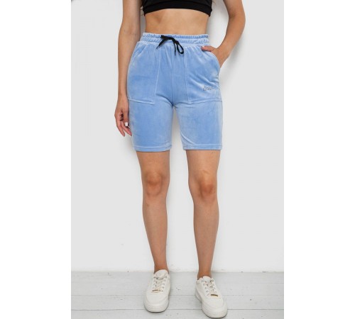 Шорти жіночі  велюрові, колір блакитний, 238R58169-2