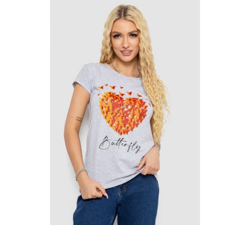 Футболка жіноча з принтом, колір сірий, 244R2204