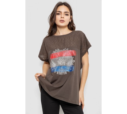 Футболка жіноча з принтом, колір хакі, 244RW532