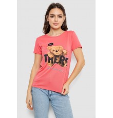 Футболка жіноча з принтом, колір кораловий, 244R509