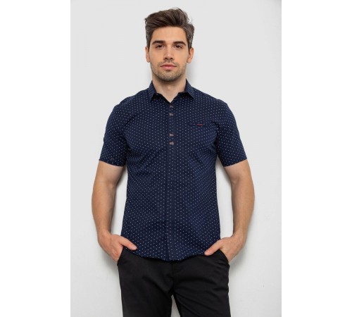 Рубашка мужская с принтом, цвет темно-синий, 214R7019