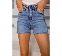 Приталенные джинсовые шорты, синего цвета, 164R4618