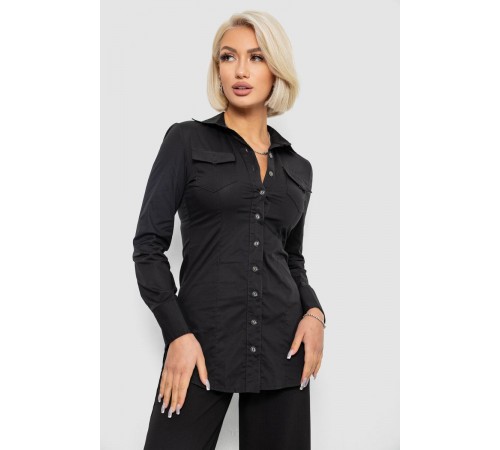 Сорочка жіноча однотонна, колір чорний, 230R302