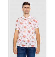 Поло мужское с принтом, цвет бело-розовый, 247R306