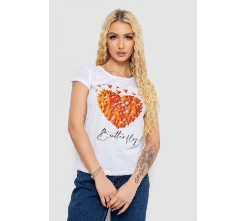 Футболка жіноча з принтом, колір білий, 244R2204