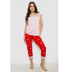 Жіноча піжама з принтом, колір рожевий, 243R1602-010