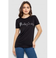Футболка жіноча з принтом, колір чорний, 244R508