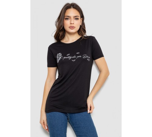 Футболка женская с принтом, цвет черный, 244R508