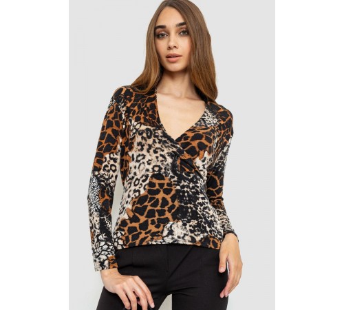 Блуза, колір коричнево-чорний, 186R235