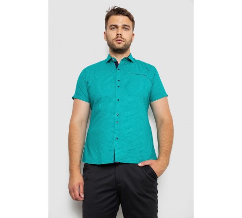 Рубашка мужская с принтом, цвет зеленый, 214RK104