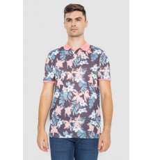 Поло мужское с принтом, цвет серо-розовый, 247R315